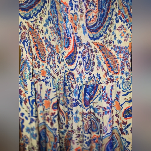 Paisley Print Dress in Blue and Orange - Picture 3 of 3